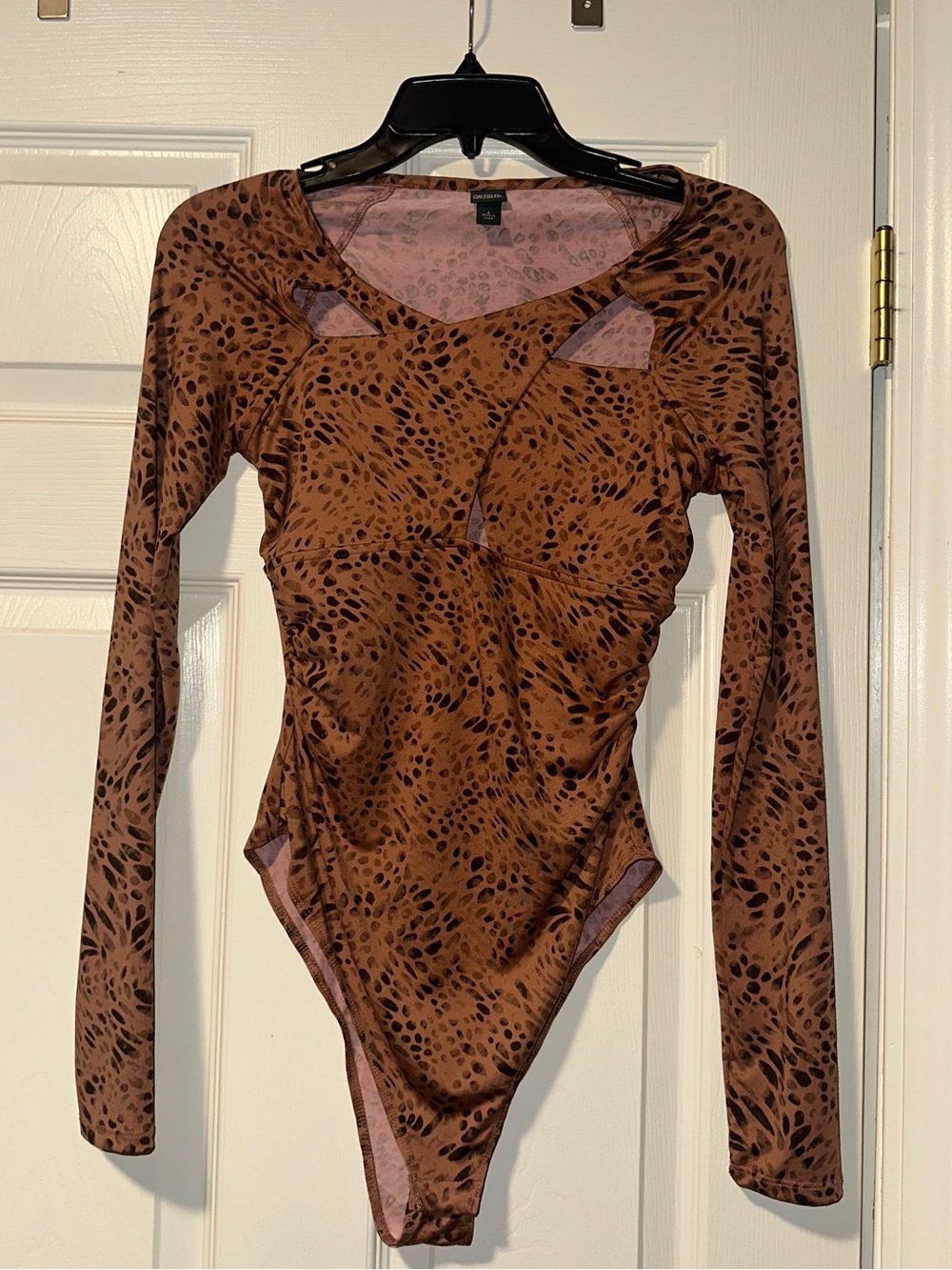 Leopard Long Sleeve Cutout Bodysuit